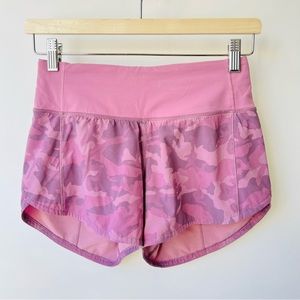 Lululemon speed up shorts in pink camo